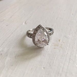 Tear drop sterling ring
